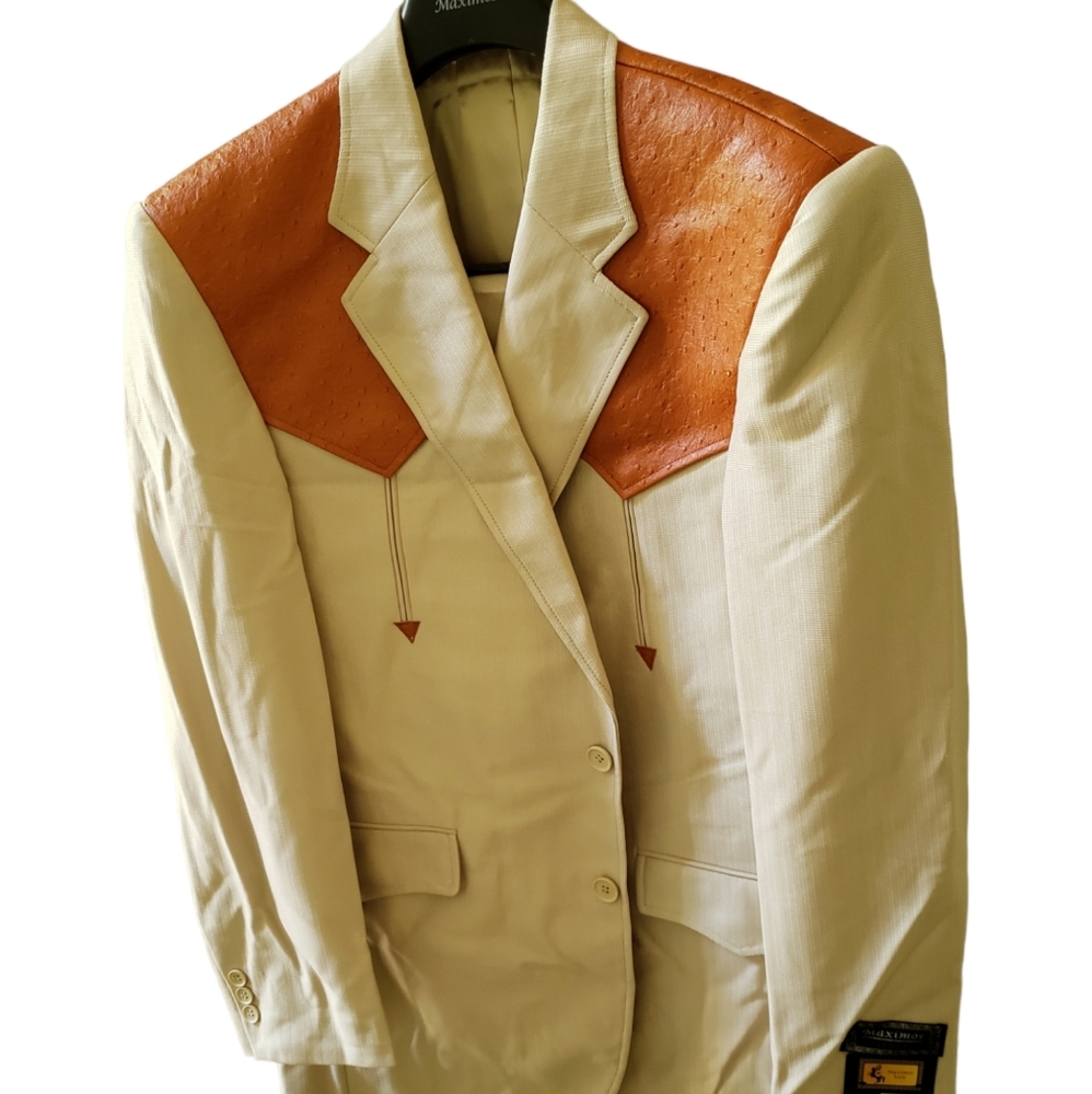 Maximos Cream and Tan Western-Style Blazer